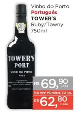 Supermercados Mundial Vinho do porto português tower's ruby/tawny oferta