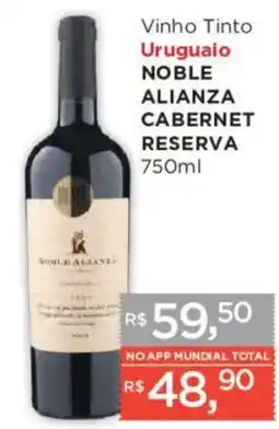 Supermercados Mundial Vinho Tinto Uruguaio Noble Alianza Cabernet Reserva oferta