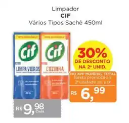 Supermercados Mundial Limpador cif vários tipos sachê oferta
