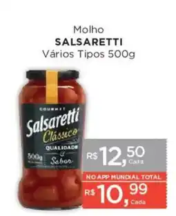 Supermercados Mundial molho salsaretti vários tipos oferta