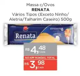 Supermercados Mundial Massa c/Ovos Renata Vários Tipos (Exceto Ninho/Aletria/Talharim Caseiro) oferta