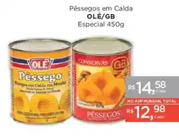 Supermercados Mundial Pêssegos em calda olé/gb especial oferta