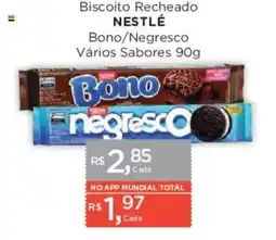 Supermercados Mundial Biscoito recheado nestlé bono/negresco vários sabores oferta