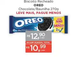 Supermercados Mundial Biscoito recheado oreo chocolate/baunilha oferta
