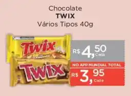 Supermercados Mundial Chocolate twix vários tipos oferta