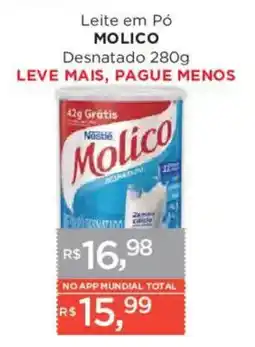 Supermercados Mundial Leite em Pó Molico Desnatado oferta
