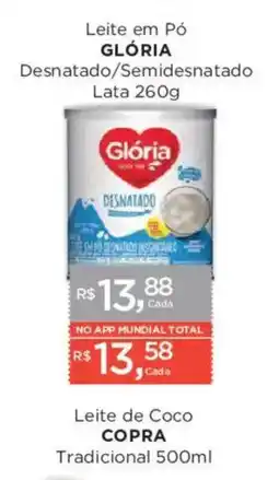 Supermercados Mundial Leite em Pó Glória Desnatado/Semidesnatado oferta