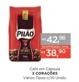 Supermercados Mundial Café em Cápsula 3 Corações Vários Tipos oferta