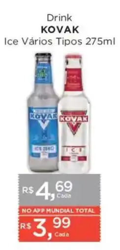 Supermercados Mundial Drink kovak ice vários tipos oferta