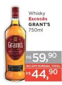 Supermercados Mundial Whisky Escocês Grant's oferta