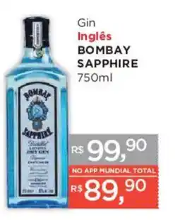 Supermercados Mundial Gin inglês bombay sapphire oferta