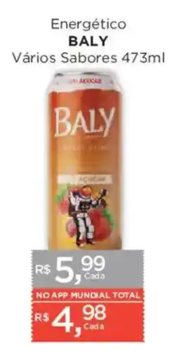 Supermercados Mundial Energético Baly Vários Sabores oferta