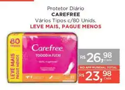 Supermercados Mundial Protetor Diário Carefree Vários Tipos oferta