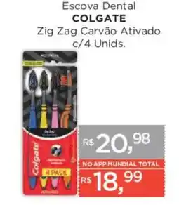Supermercados Mundial Escova Dental Colgate Zig Zag Carvão Ativado oferta