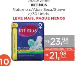 Supermercados Mundial Absorvente intimus noturno c/abas seca/suave oferta