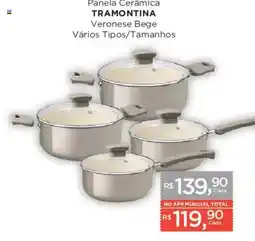 Supermercados Mundial Panela Cerâmica Tramontina Veronese Bege oferta