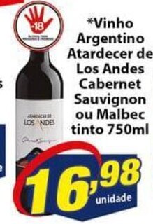Vencedor Atacadista Vinho Argentino Atardecer De Los Andes Cabernet Sauvignon ou Malbec 750ml oferta