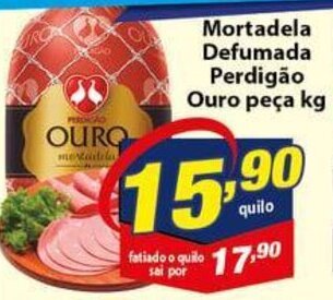 Vencedor Atacadista Mortadela Defumada Perdigao Ouro peca 1kg oferta