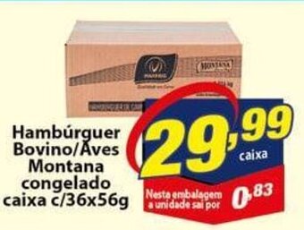 Vencedor Atacadista Hamburguer Bovino/ Aves Montano congelado caixa c/36x56g oferta