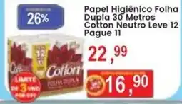 Federzoni Supermercados Papel Higiênico Folha Dupla 30 Metros Cotton Neutro Leve 12 oferta