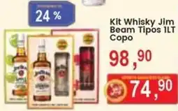 Federzoni Supermercados Kit Whisky Jim Beam Tipos 1LT Copo oferta
