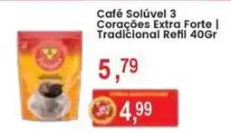 Federzoni Supermercados Café Solúvel 3 Corações Extra Forte | Tradicional Refil oferta