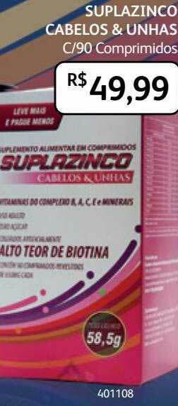 PoupaFarma Suplazinco Cabelos & Unhas C-90 Comprimidos oferta