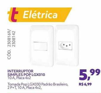 Telhanorte Interruptor Simples Pop Lgx010 oferta