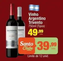 Santo Supermercados Vinho Argentino Trivento oferta