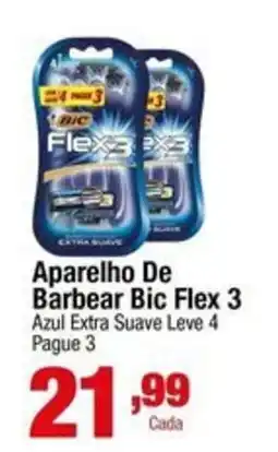 Santo Supermercados Aparelho de barbear bic flex 3 azul extra suave leve 4 oferta