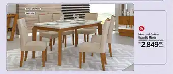 Mesa Com 6 Cadeiras Rouge Dj Móveis