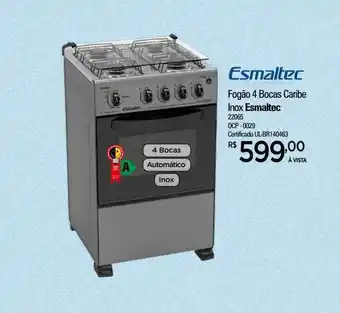 Zenir Fogão 4 Bocas Caribe Inox Esmaltec oferta