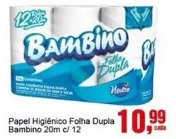 Negreiros Papel Higiênico Folha Dupla Bambino oferta