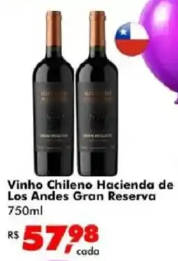 Big Box Vinho chileno hacienda de los andes gran reserva oferta