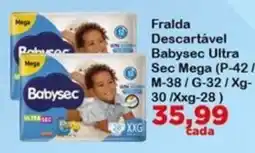 Chama Supermercados Fralda descartável babysec ultra sec mega oferta