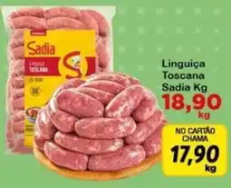 Chama Supermercados Linguiça Toscana Sadia oferta
