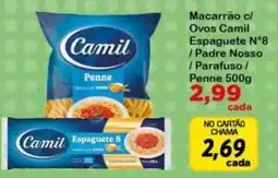 Chama Supermercados Macarrão c/ Ovos Camil Espagueti N°8 oferta