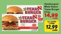 Chama Supermercados hambúrguer misto seara texas burger oferta
