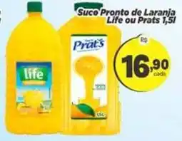 Amarelinha Supermercados Suco Pronto de Laranja Life ou Prats oferta