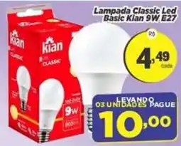 Amarelinha Supermercados Lampada Classic Led Basic Kian 9W E27 oferta