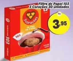 Amarelinha Supermercados Filtro de papel 103 3 corações 30 unidades oferta