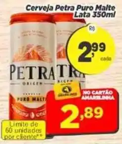 Amarelinha Supermercados Cerveja petra puro malte oferta