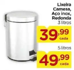 Carrefour Lixeira Camesa, Aço inox, Redonda oferta