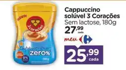 Carrefour Cappuccino solúvel 3 Corações oferta