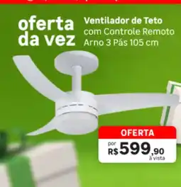Leroy Merlin ventilador de teto com controle remoto arno 3 pás 105 cm oferta