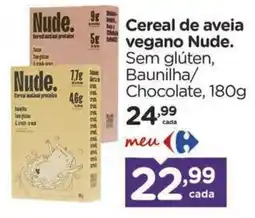 Carrefour Cereal de aveia vegano Nude. Sem glúten, Baunilha/Chocolate oferta