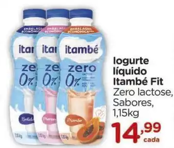 Logurte líquido itambé fit zero lactose, sabores