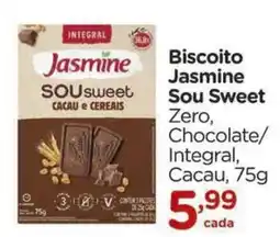 Carrefour Biscoito jasmine sou sweet zero, chocolate/ integral, cacao oferta