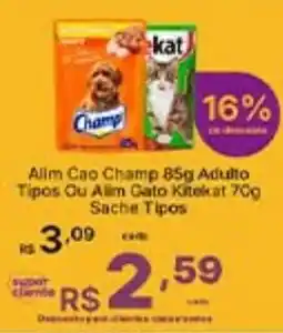 Super Lagoa Alim Cao Champ 85g Adulto Tipos Ou Alim Gato Kitekat 70g Sache Tipos oferta