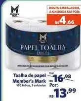 Sam's Club Member's mark - toalha de papel oferta